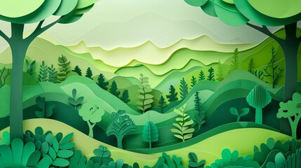 Green eco friendly environment and ecology concept paper art style background