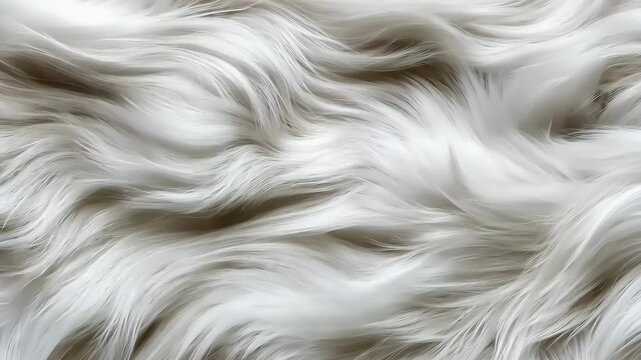 A white fur with a lot of texture and a fuzzy appearance. The fur is white and he is made of wool