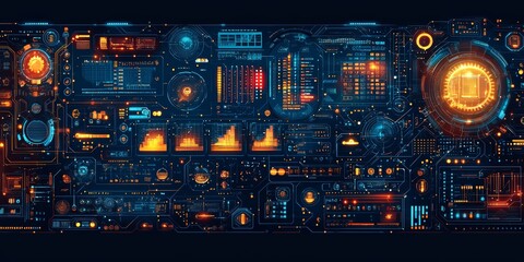 Technology-Themed Design with Geometric Patterns
