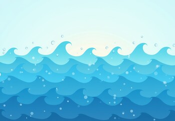 芸術的な表現：世界の海の日を祝うための美しい波のイラスト、マリンライフへの愛をインスパイアする