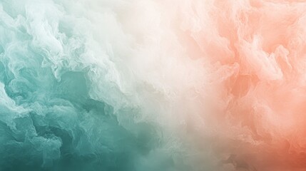 Abstract Teal and Coral Swirling Cloud Formation