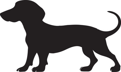 Detailed Dachshund Silhouette: Artistic Canine Vector