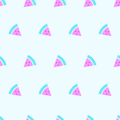 Seamless pattern with Watermelon slices. Summer Retro Fruit Pattern with watermelons. Colorful background in 70-80s style. Template for wallpapers, prints, covers, phone cases, card, wrapping