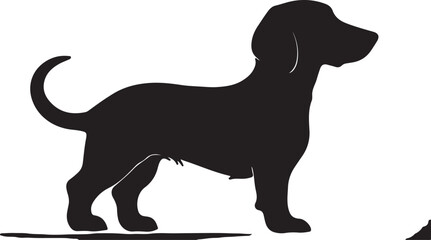 Detailed Dachshund Silhouette: Artistic Canine Vector