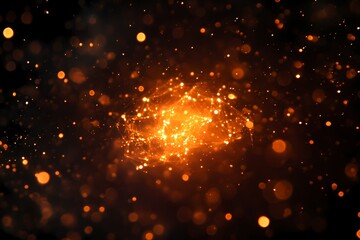 Fototapeta premium Glowing Orange Sparks Exploding In Darkness