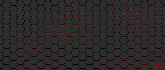 Hexagons honeycomb texture carbon background, Abstract futuristic technological backdrop banner design, Vector illustration.