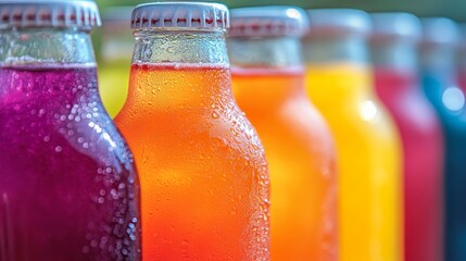 Colorful Bottles Filled With Refreshing Summer Drinks