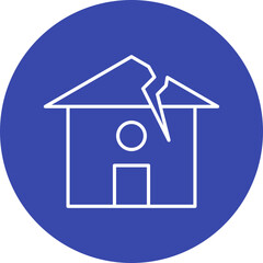 Earthquake Hitting House icon single vector illustration