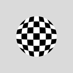 Chess pattern sphere globe set, Optical illusion checkerboard ball, Vector illustration.