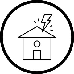 Lightning Striking House icon single vector illustration