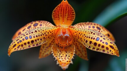 A Spotted Orange Orchid Flower Blooms Beautifully