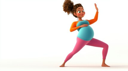 Pregnant woman practicing yoga in peaceful indoor studio - wellness concept animation