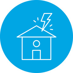 Lightning Striking House icon single vector illustration