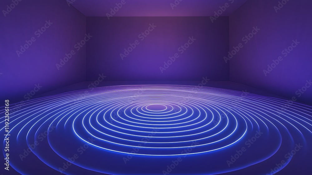 Poster dynamic light waves creating pulsating patterns in a purple room abstract art vibrant environment di