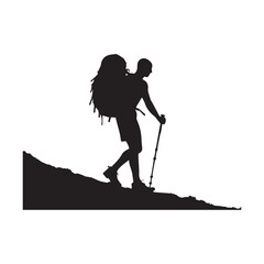 Hiking man Silhouettes. hiker with rucksacks and backpack silhouette.