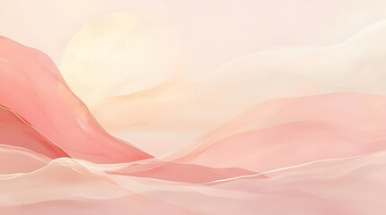 Fototapeta premium Sunrise over serene pink mountains digital artwork minimalist landscape tranquil atmosphere