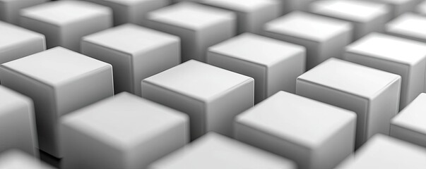 Minimal symmetry concept. Close-up view of white cubes arranged in a uniform pattern for design backgrounds.