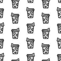coffee paper cup pattern background. vintage take away paper coffee cup pattern background. cafe pattern background. Take away coffee cup pattern background. paper coffee cups background.