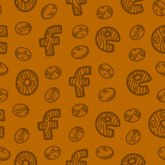 Coffee beans pattern background. cafe pattern background. coffee beans background. Coffee beans wallpaper. Coffee Beans Illustration for packaging.