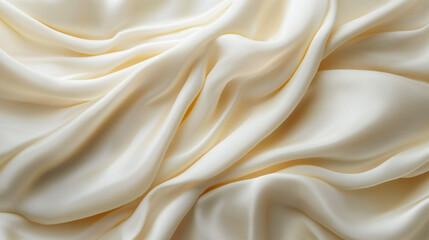 Obraz premium Soft cream fabric drapes elegantly with gentle folds and subtle sheen