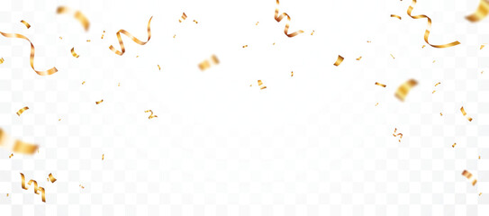 Falling Golden confetti, birthday, holiday and party element
