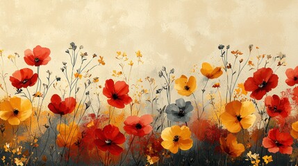 Vibrant floral artwork with colorful blossoms.