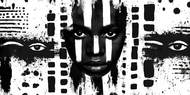 african human face pattern seamless illustration background