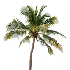 Tropical Coconut Palm Tree Against a White Background