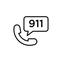 Call 911 phone number icon Thin line art isolated