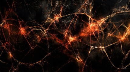 Dynamic energy network visualization abstract space digital art dark environment close-up view science concept