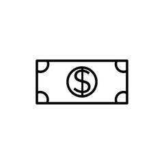 Dollar banknote money icon Thin line art isolated