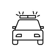 Flashing police car icon Thin line art isolated