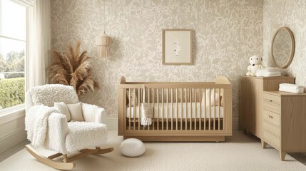 Stylish nursery design inspiration cozy home interior decor modern environment soft lighting