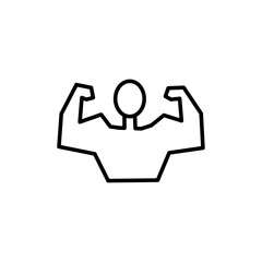 Man have strong muscles icon Thin line art isolated