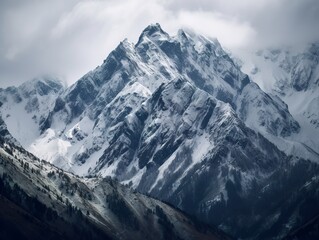 Obraz premium Pine trees on snow covered mountain Magical winter forest. Natural landscape with beautiful sky