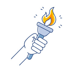 hand holding torch freedom and enlightenment icon,