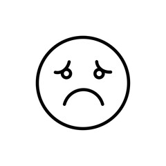 Sad, upset or lonely emoticon icon Thin line art isolated