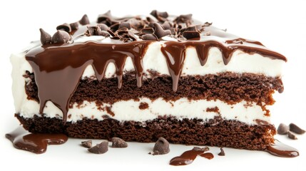 Rich Chocolate Layer Cake with Creamy Filling and Dripping Sauce