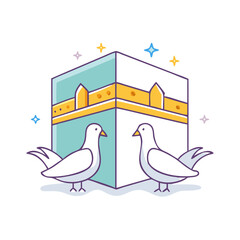 doves in mecca vector icon, doves in mecca vector illustration - simple illustration of doves in mecca, perfect for doves in mecca logos and icons
