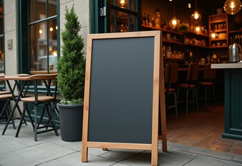 カフェやレストランのための黒板メニュー表示、魅力的な屋外プロモーション用のカスタマイズ可能なサインボード