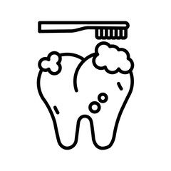 tooth cleaning icon Thin line art isolated