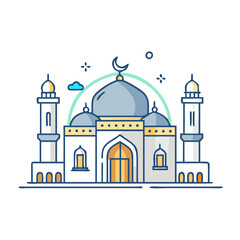 mosque courtyard vector icon, mosque courtyard vector illustration - simple illustration of mosque courtyard, perfect for mosque courtyard logos and icons