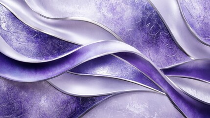 Abstract Purple and Silver Wave Design: A Modern Art Wall Decor