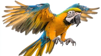 Fototapeta premium Vibrant Parrot in Flight with Colorful Feathers and Dynamic Wings