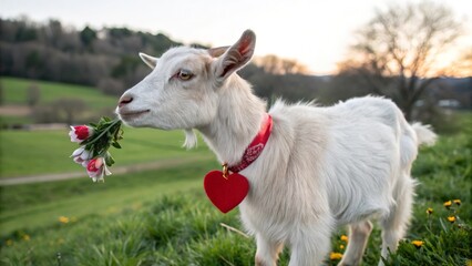 Fototapeta premium a goat with a heart symbol
