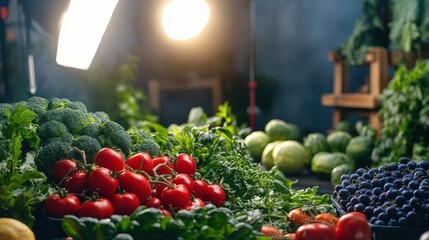 eco-friendly food production, professional photoshoot studio