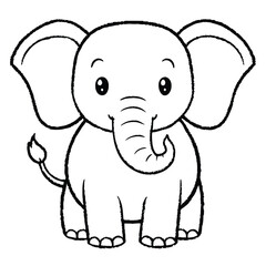 Naklejka premium cute elephant vector black silhouette 