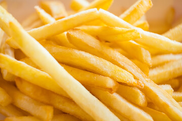 Golden Crispy French Fries Close-Up for Use in Restaurant Advertising and Menus