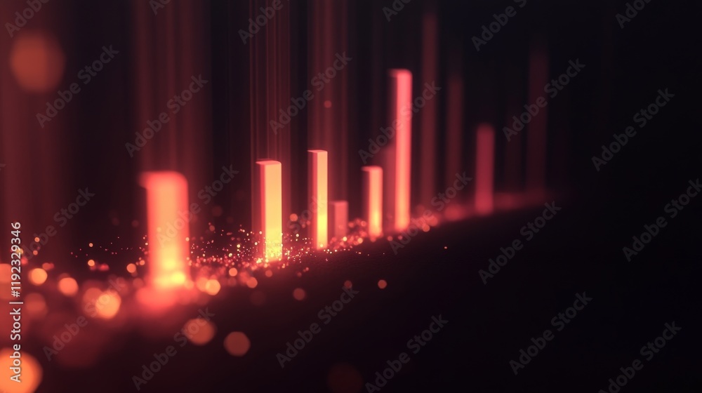 Aufkleber A D financial bar graph with smooth, glowing bars and a minimalistic background, symbolizing steady growth and success in market trends