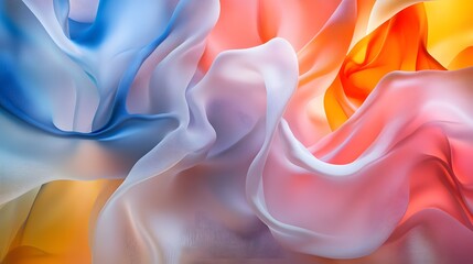 Obraz premium Flowing silk fabric patterns studio abstract art colorful environment close-up view textile design inspiration